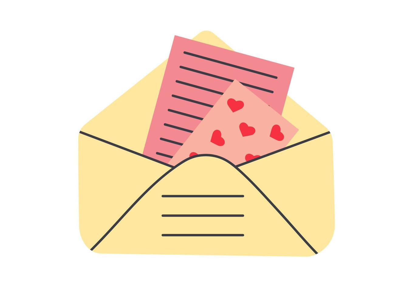 Envelope with love letters in inside. Love message. vector