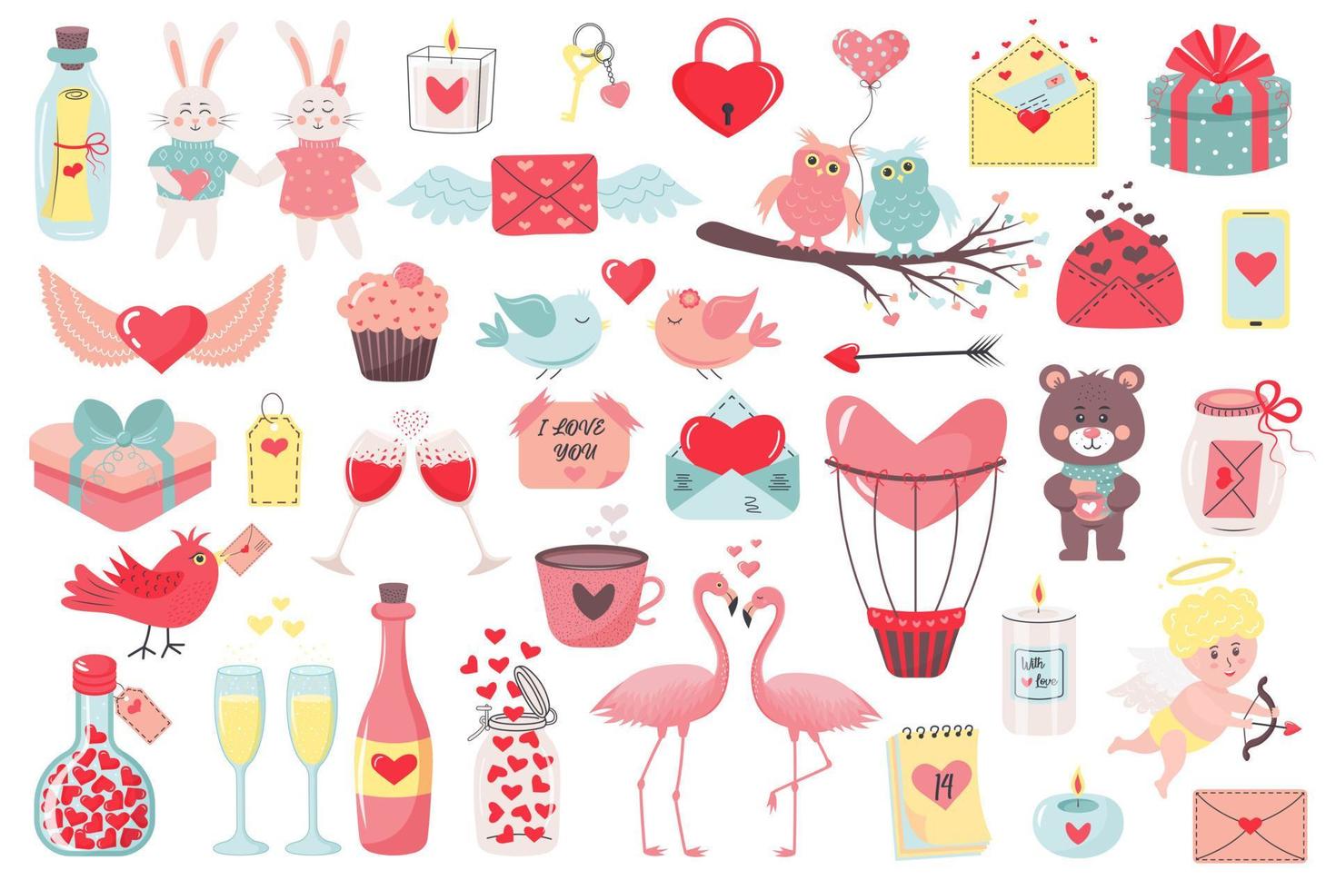 Valentine's Day love symbols big set. Kit of love icons. vector