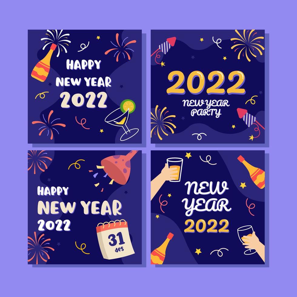 New Year Firework Social Media Post vector