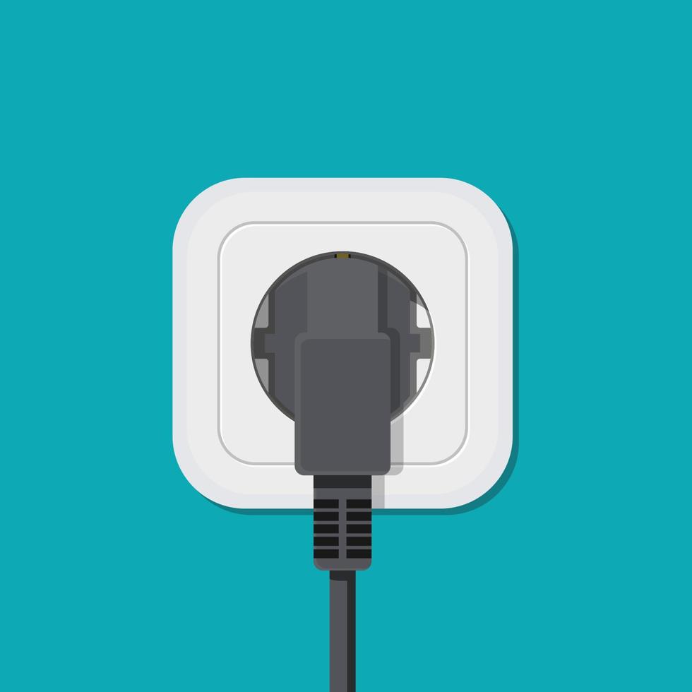 Illustration electric socket with cable plugged vector. vector