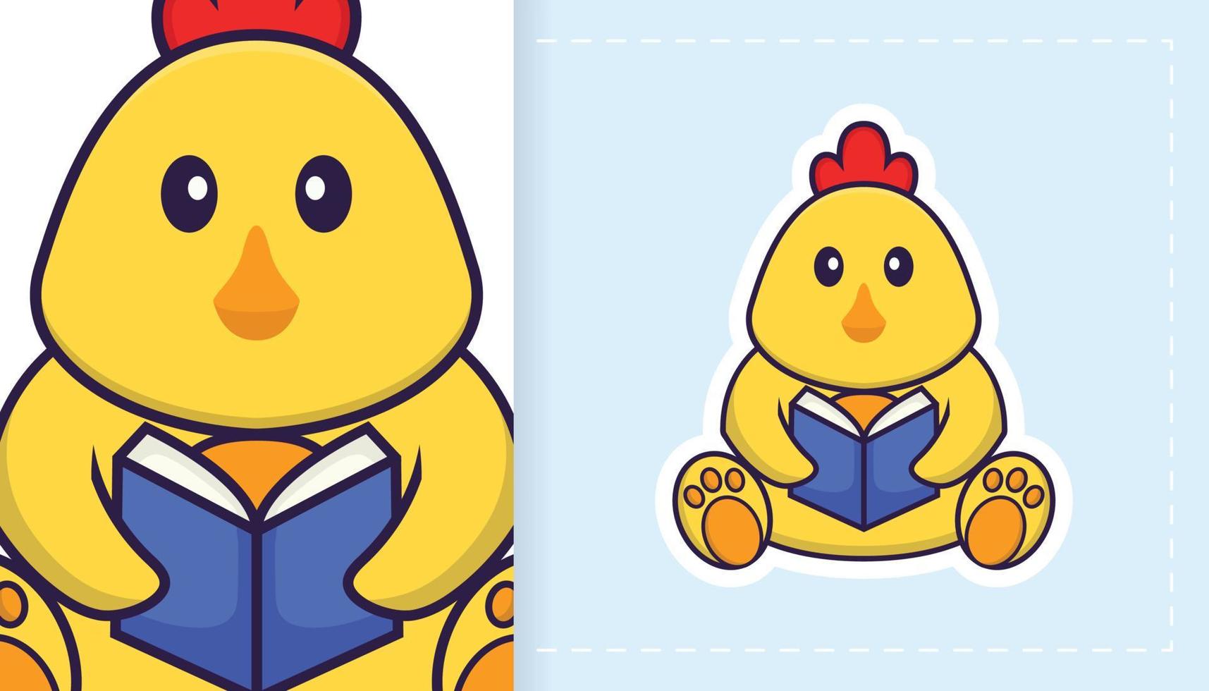 Cute vector chicken. Can be used for stickers, patches, textiles, paper. Vector illustration