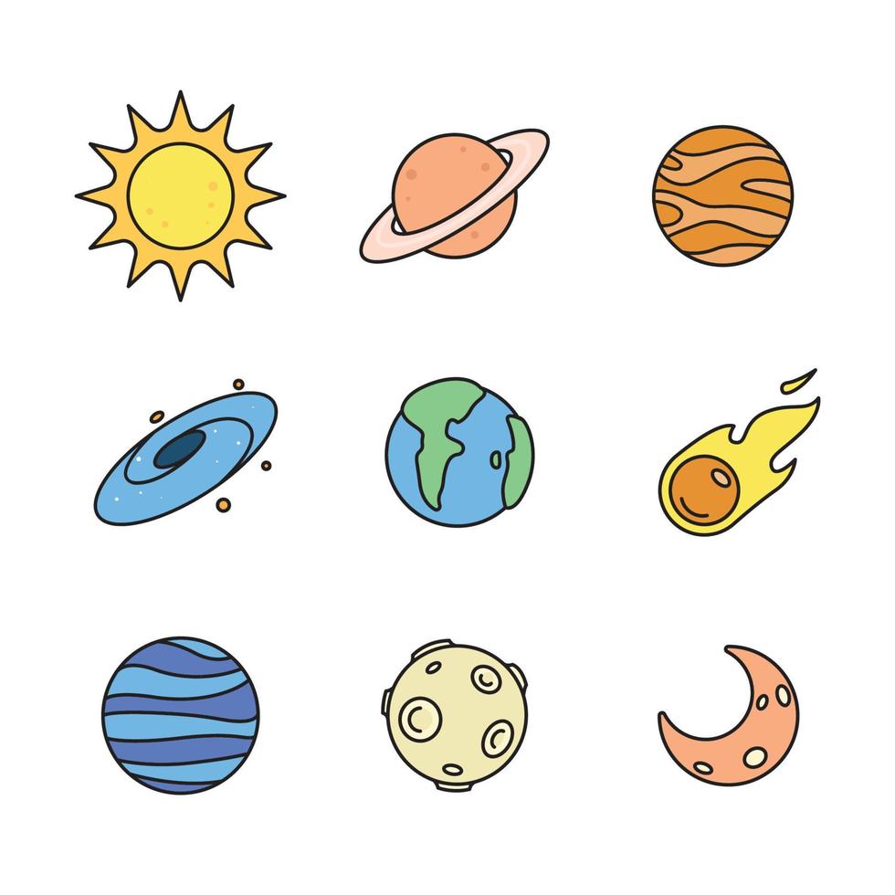 Celestial Bodies Icon Set vector