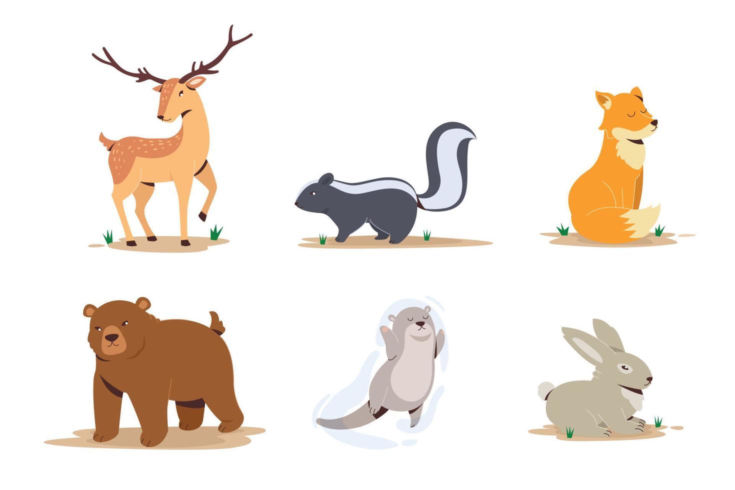 Set of Animal Spring Character vector