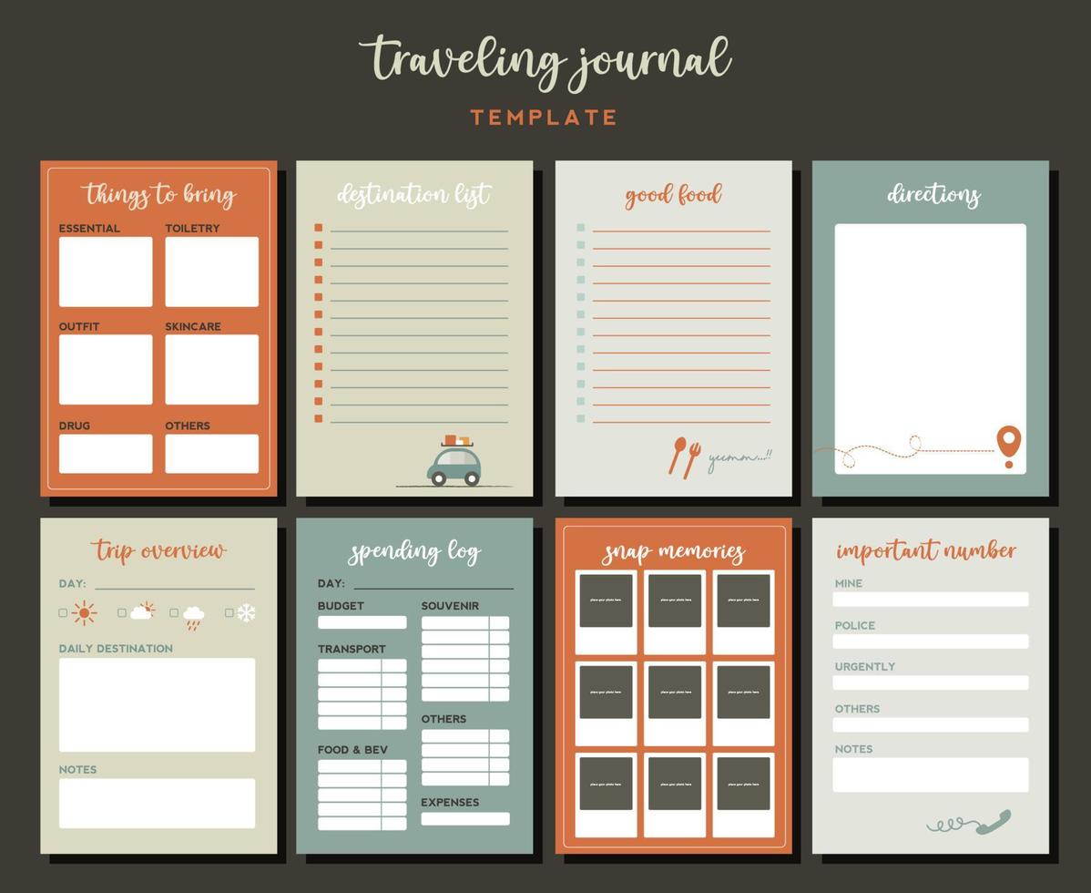 Traveling Journal Template vector