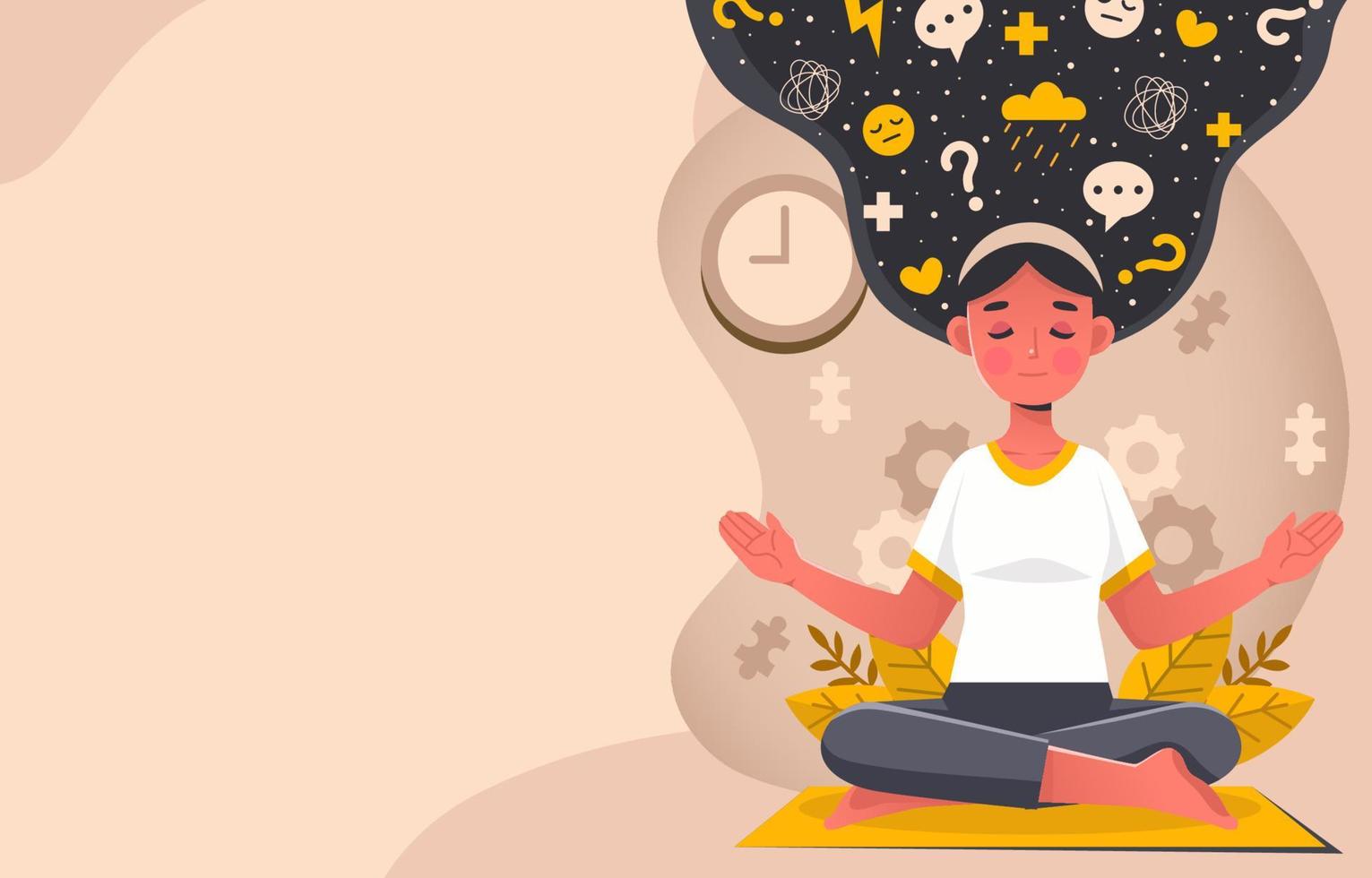 conciencia de salud mental con fondo de meditación vector