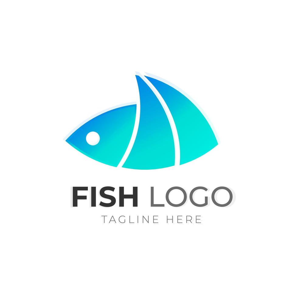 fish flat minimalist colorful business logo design vector