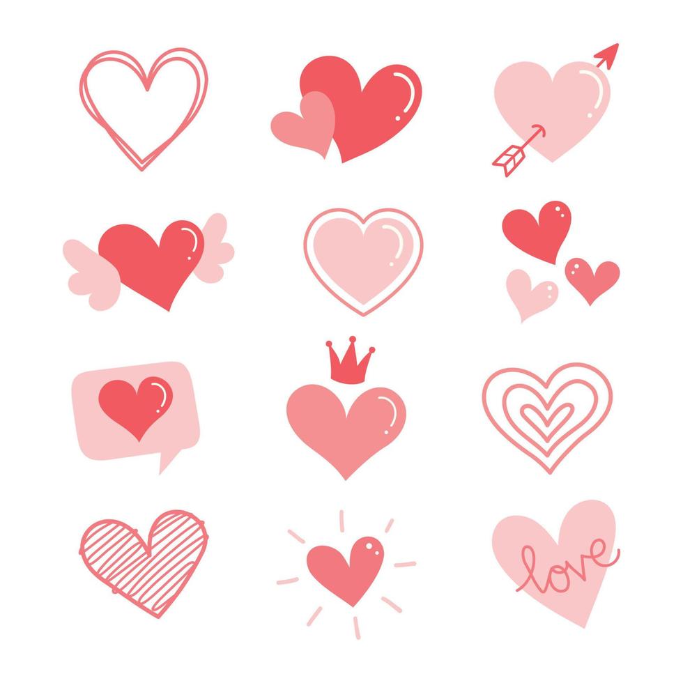 colección de corazones de dibujos animados vector