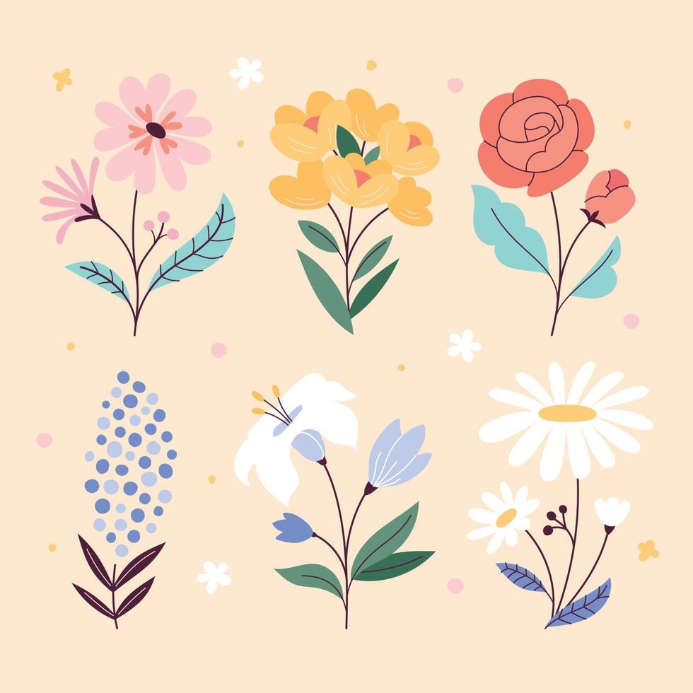 conjunto de ramo floral de primavera vector