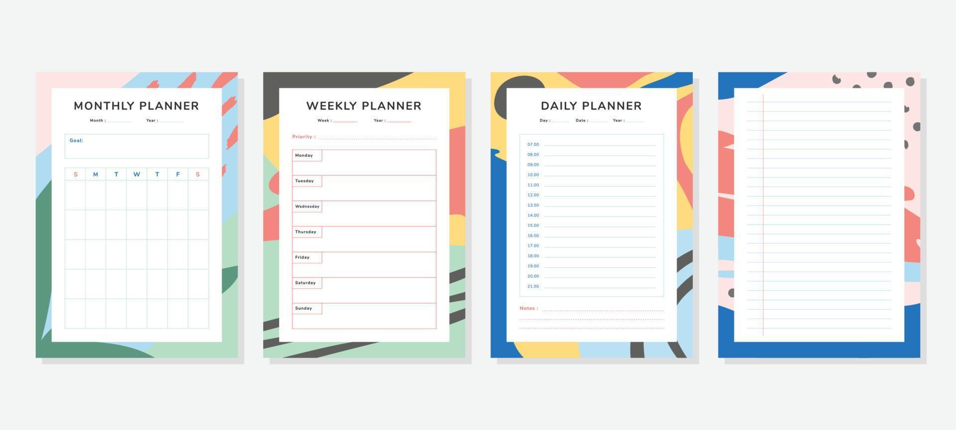 Minimalist Colorful Abstract Planner vector