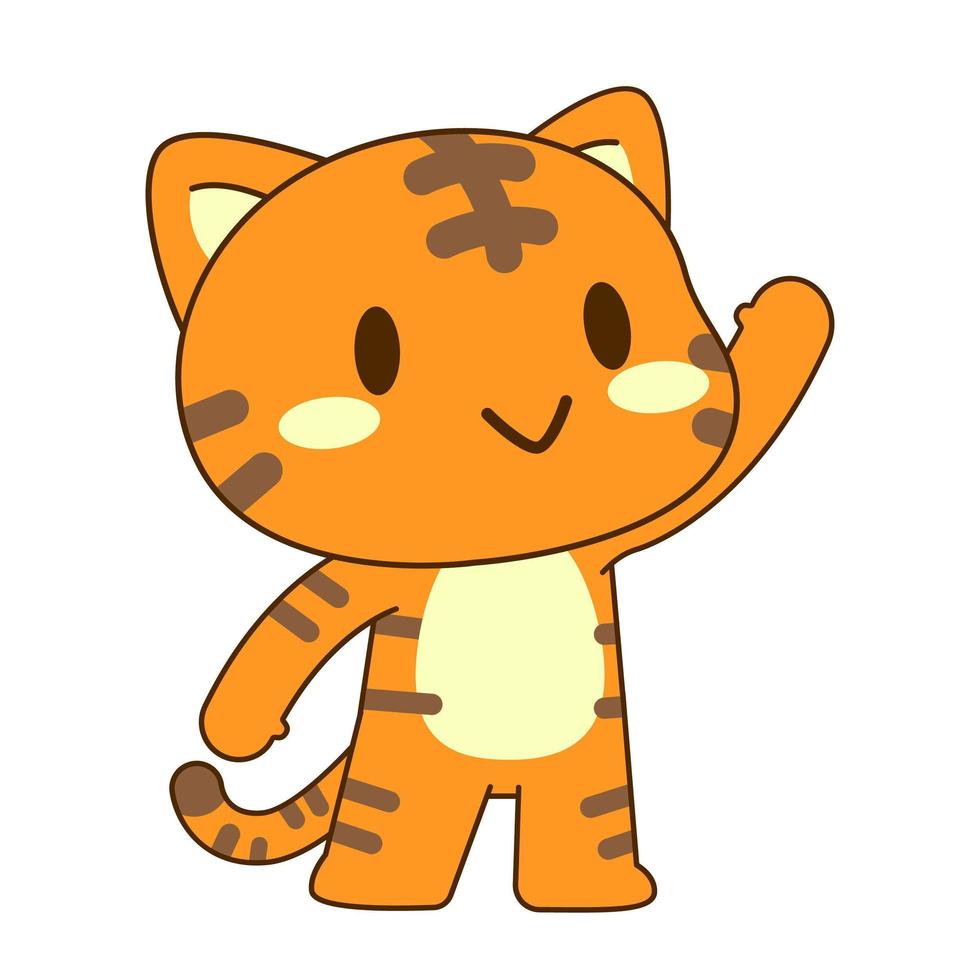 cute little cat vector set illustration, cute cat with hello pose