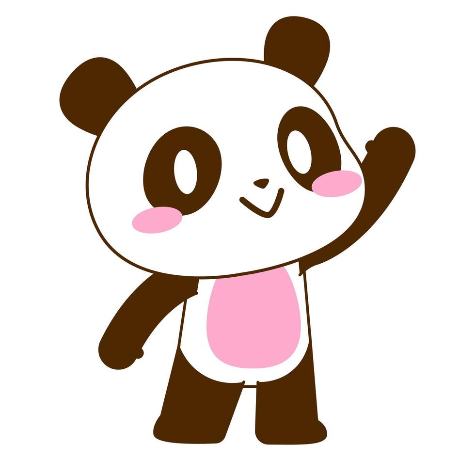 cute little panda vector set illustration, hello pose