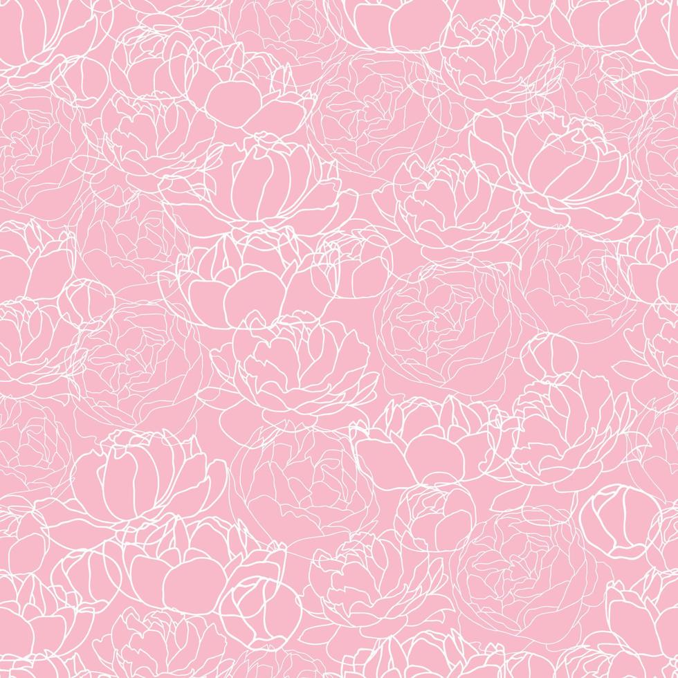 Peonies seamless pattern seamless background 06 vector