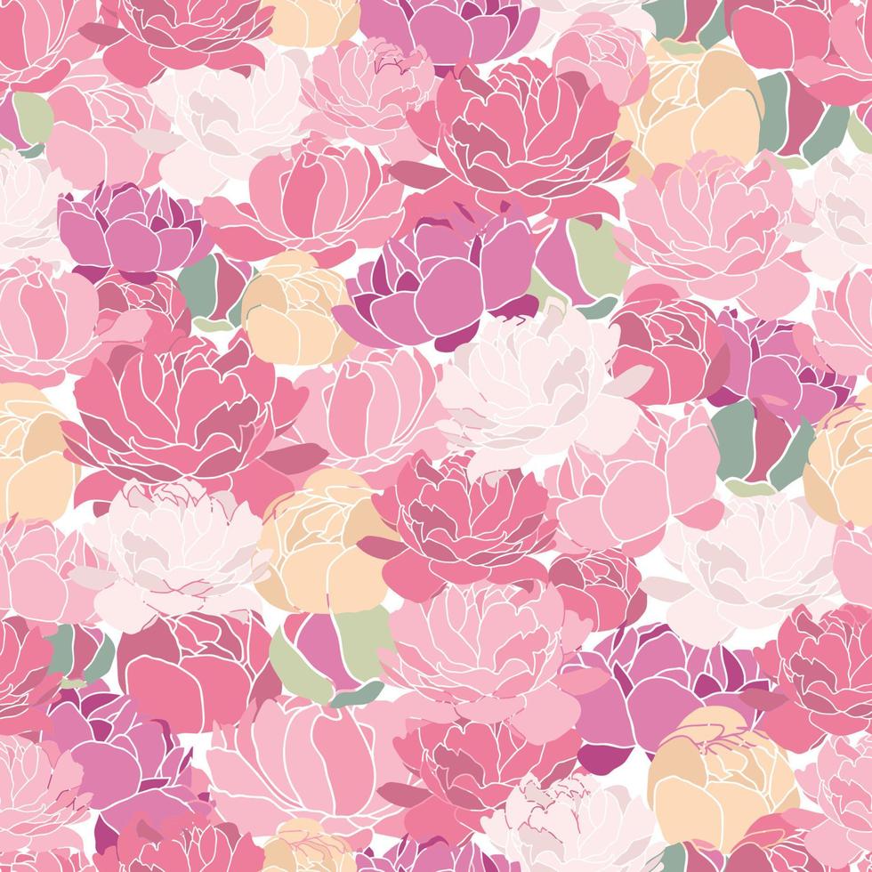 Peonies seamless pattern seamless background 03 vector