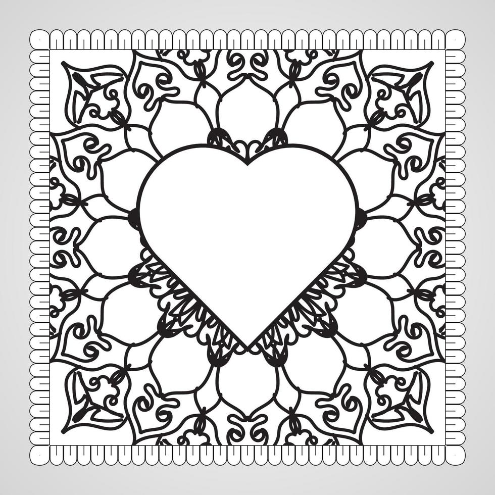 Hand drawn heart with mandala. decoration in ethnic oriental  doodle ornament. vector