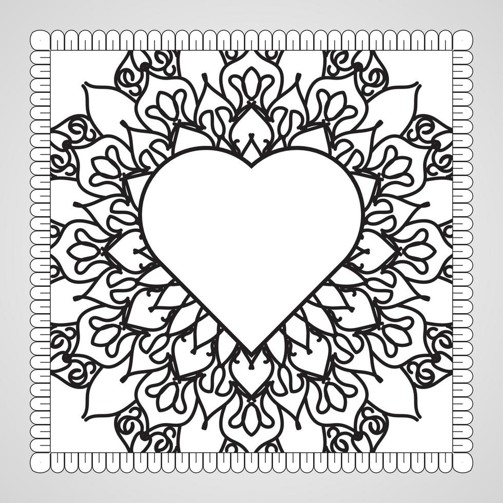 Hand drawn heart with mandala. decoration in ethnic oriental  doodle ornament. vector