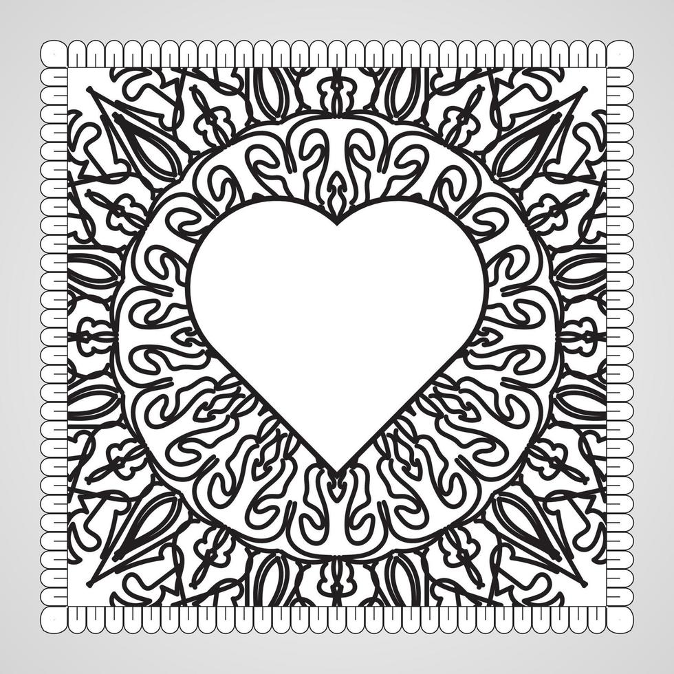 Hand drawn heart with mandala. decoration in ethnic oriental  doodle ornament. vector