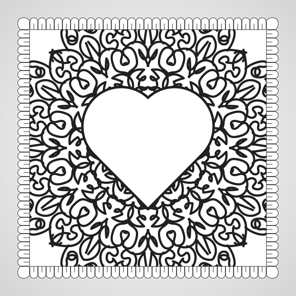 Hand drawn heart with mandala. decoration in ethnic oriental  doodle ornament. vector