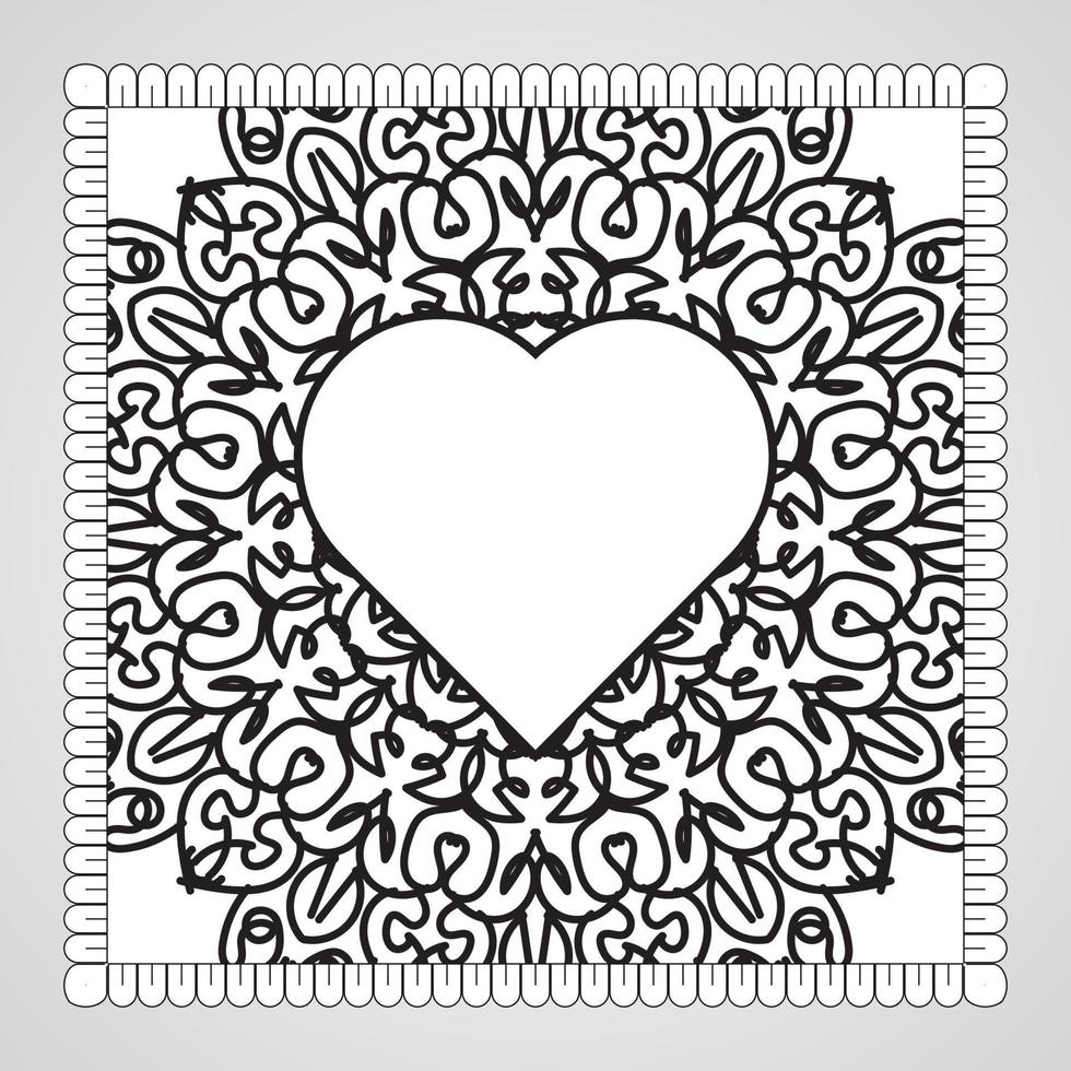 Hand drawn heart with mandala. decoration in ethnic oriental  doodle ornament. vector