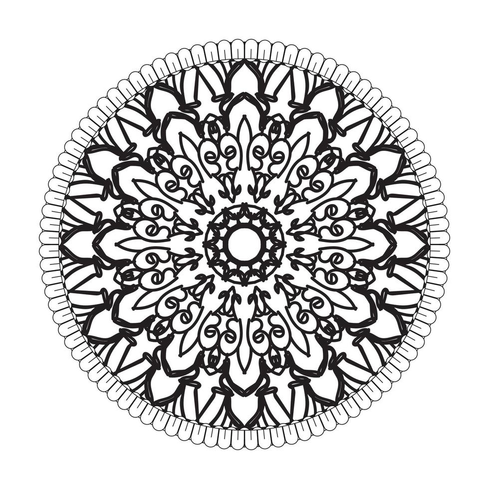 patrón circular en forma de mandala con flor para decoración de tatuaje de mandala de henna vector