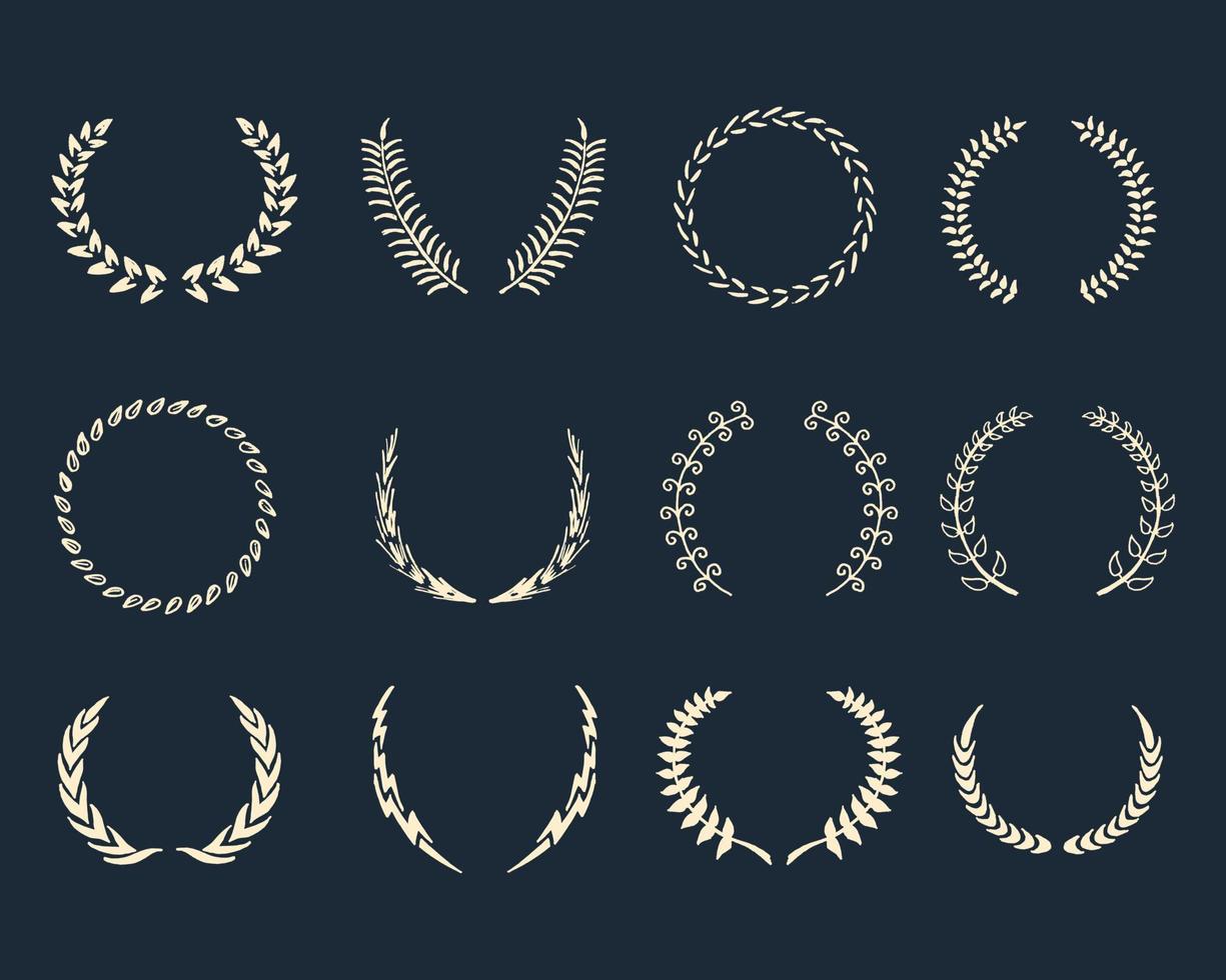 laurels art elements collection vector