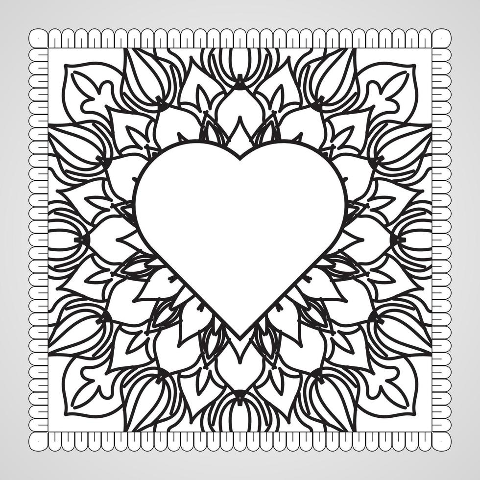 Hand drawn heart with mandala. decoration in ethnic oriental  doodle ornament. vector