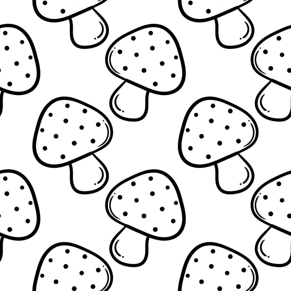 mushroom hand drawn seamless pattern vector