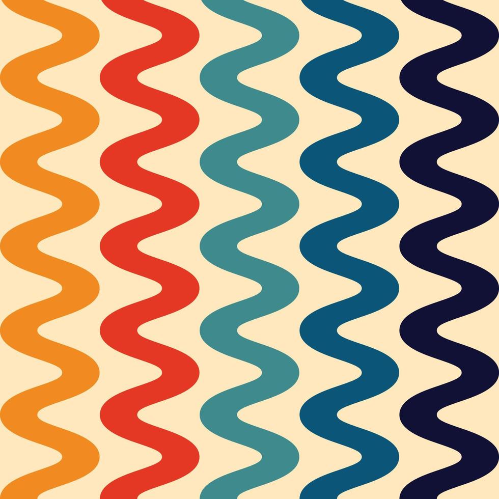 70s Retro Color Wavy Lines Seamless Pattern vector