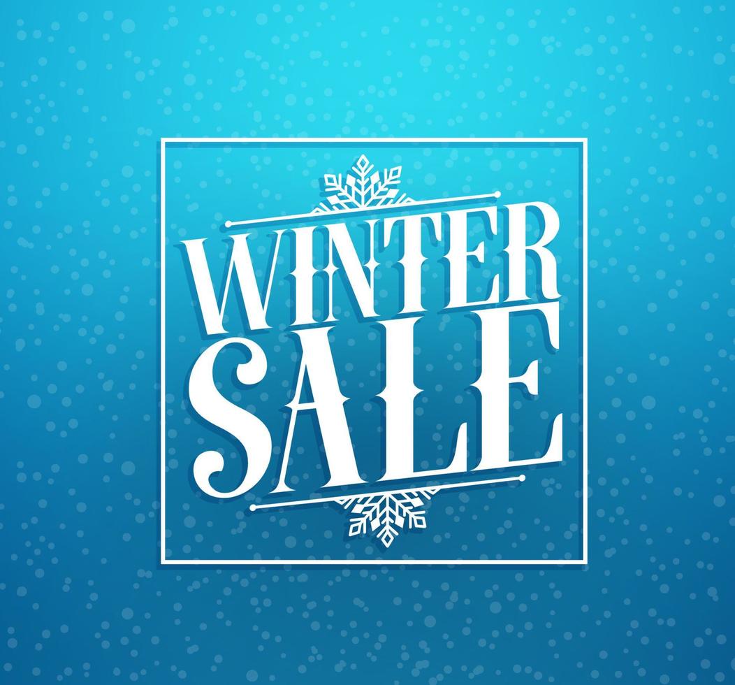 Winter sale title vector design for retail discount in blue color winter snow background. Vector illustration.