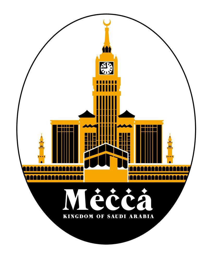 ciudad de makkah arabia saudita edificios famosos. ilustración vectorial editable vector
