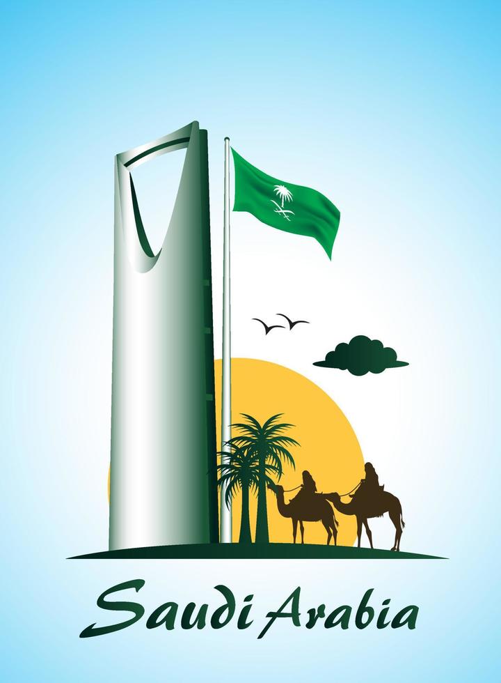 Reino de arabia saudita edificios famosos vector de fondo. ilustración vectorial editable