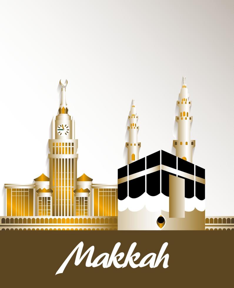 City of Makkah Saudi Arabia Famous Buildings. Editable Vector Illustration