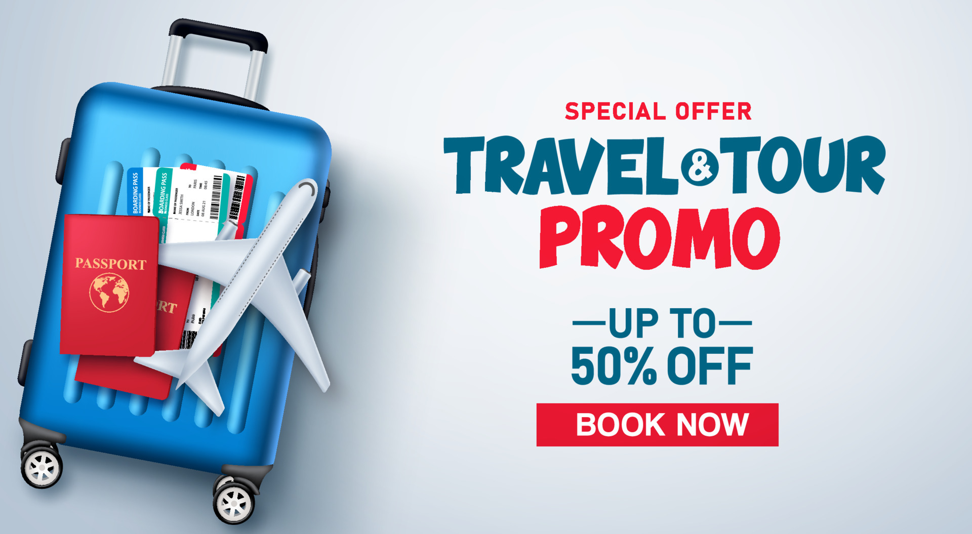 Travel and tour promo vector background template. Travel and tour