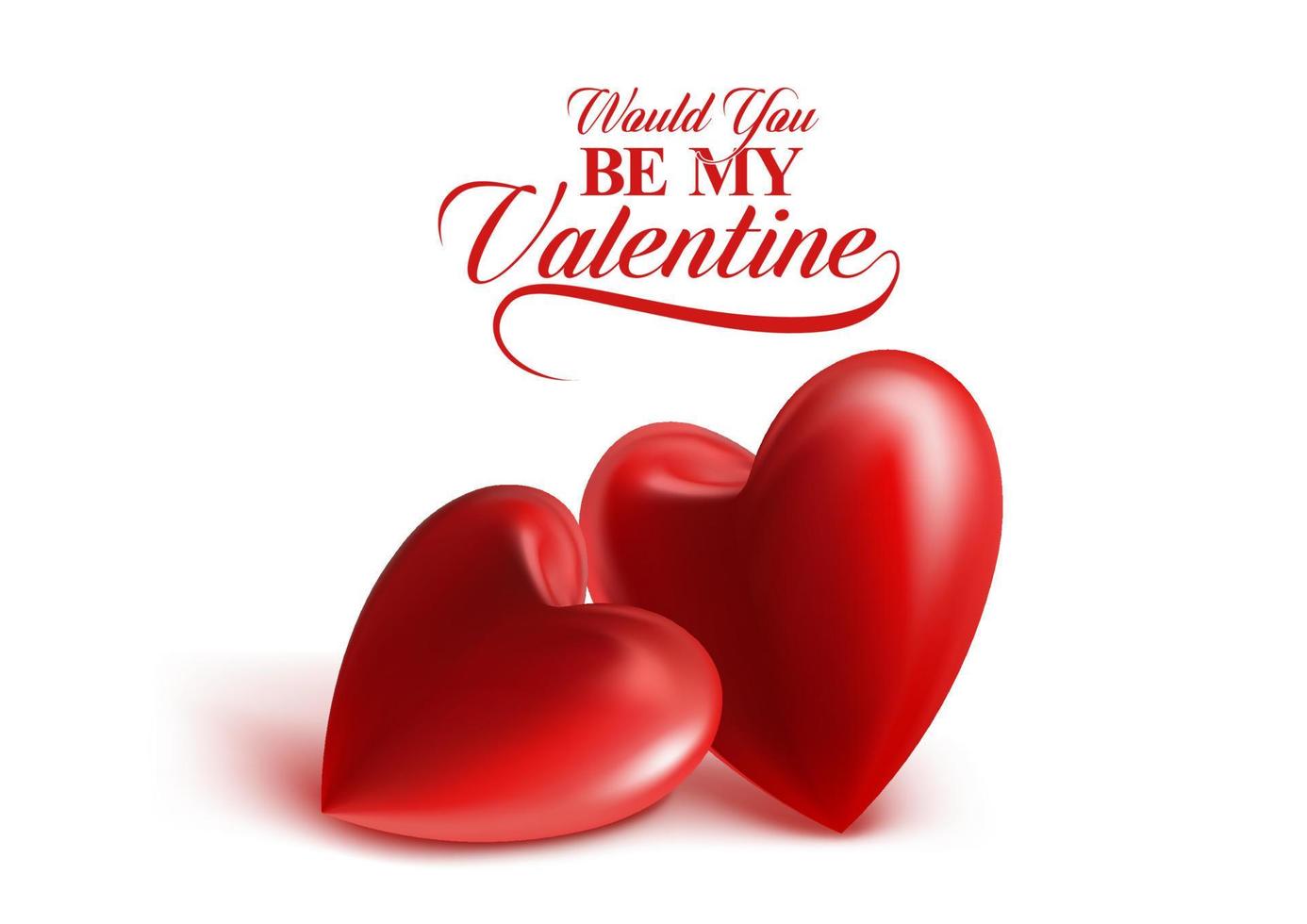 Valentines Day Background with Realistic Red Sweet Balloon Hearts. 3D Vector Illustration