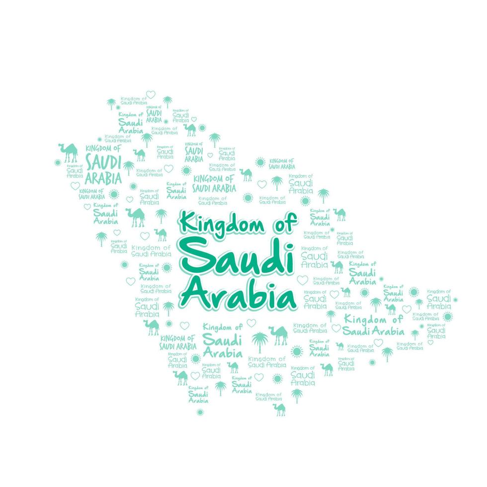 me encanta el reino de arabia saudita en fondo blanco. ilustración vectorial editable. vector