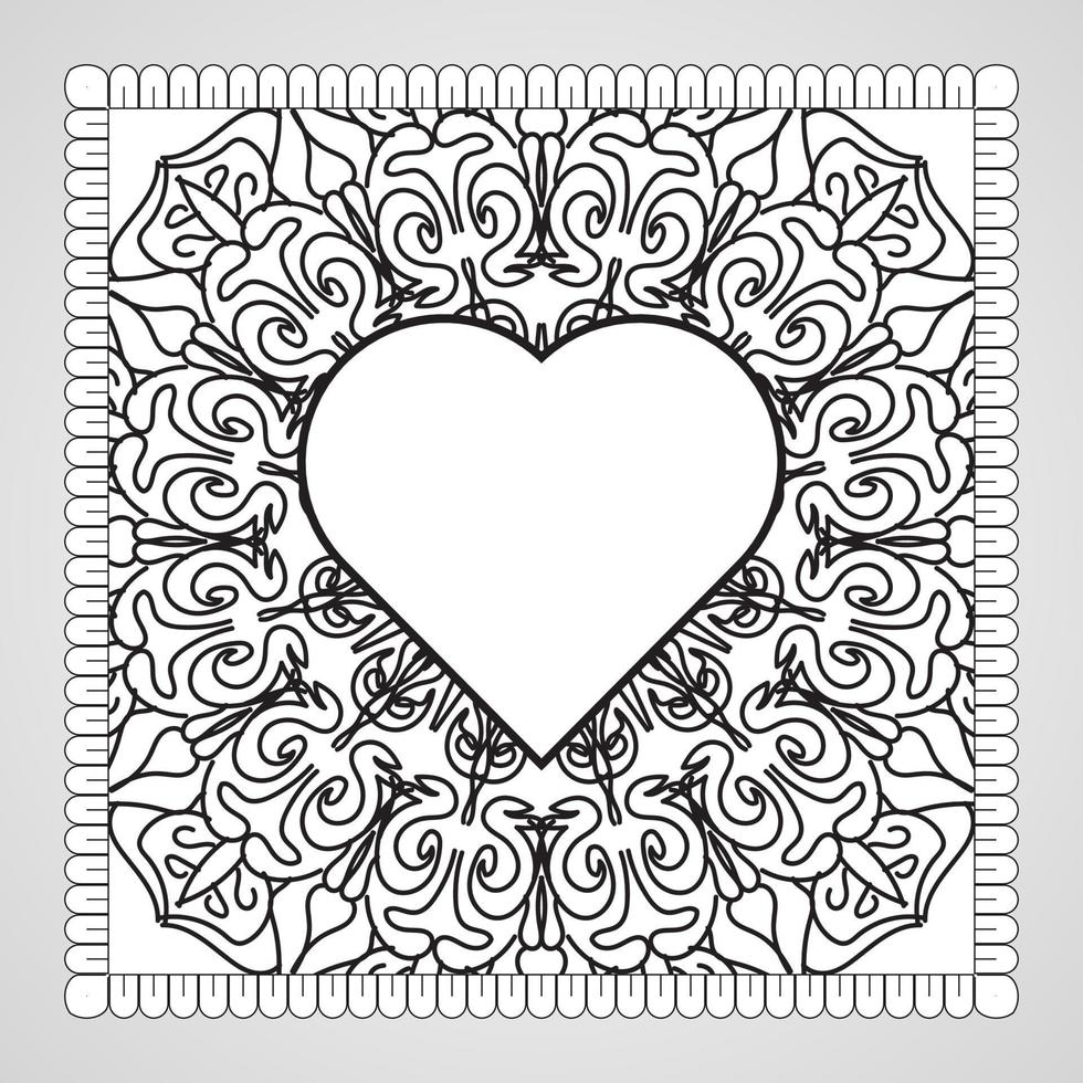 Hand drawn heart with mandala. decoration in ethnic oriental  doodle ornament. vector