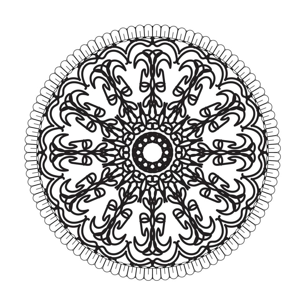 patrón circular en forma de mandala con flor para decoración de tatuaje de mandala de henna vector