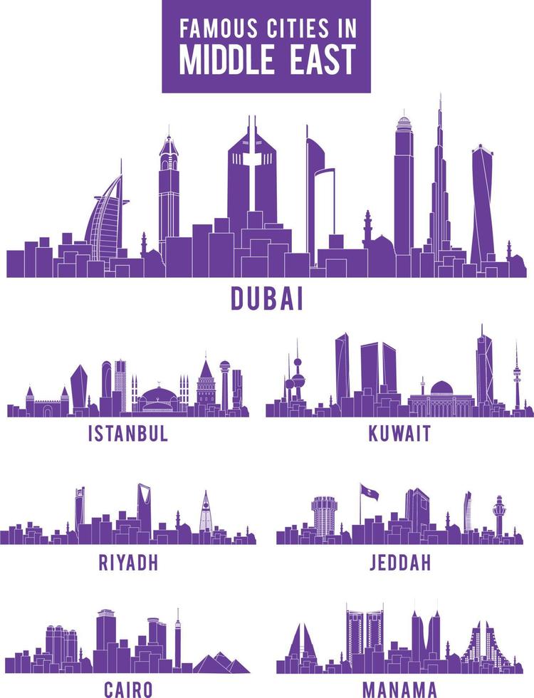 City of Jeddah Saudi Arabia Famous Buildings. Editable Vector Illustration
