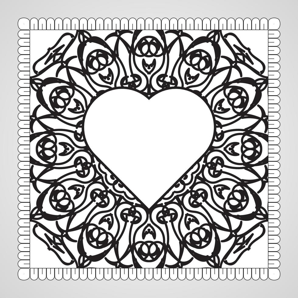 Hand drawn heart with mandala. decoration in ethnic oriental  doodle ornament. vector