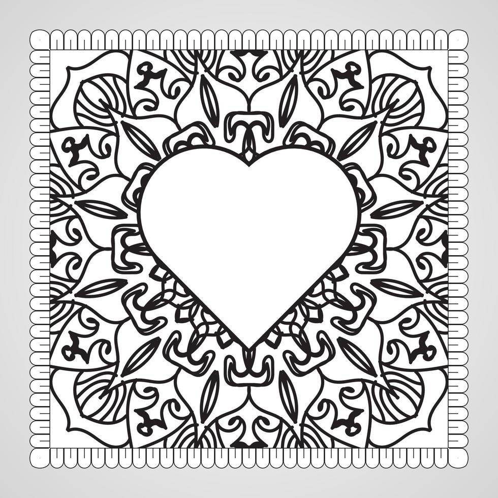 corazón dibujado a mano con mandala. decoración en el ornamento étnico oriental del doodle. vector