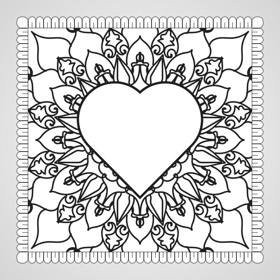 Hand drawn heart with mandala. decoration in ethnic oriental  doodle ornament. vector