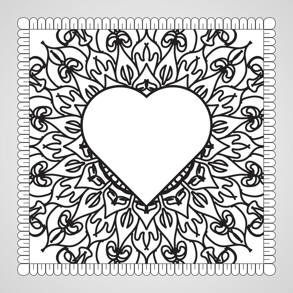 Hand drawn heart with mandala. decoration in ethnic oriental  doodle ornament. vector