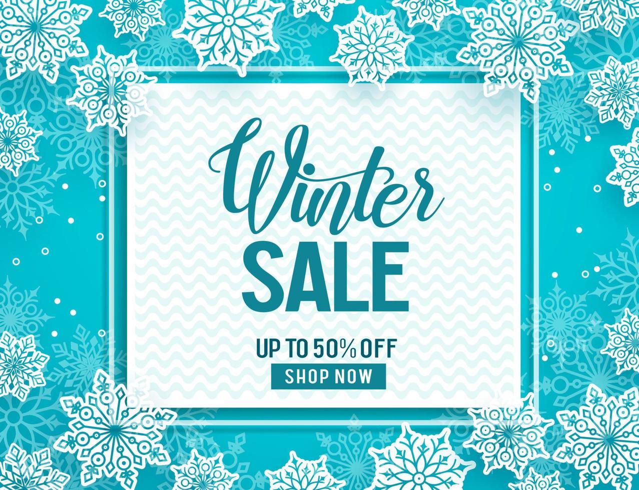 Hello winter vector greetings design with blue typography and snow flakes elements in white background for winter season. Vector illustration.