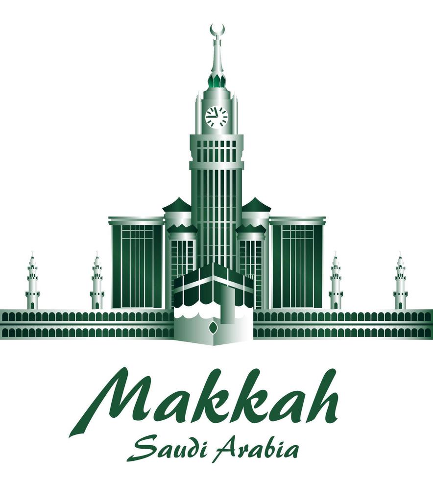 ciudad de makkah arabia saudita edificios famosos. ilustración vectorial editable vector