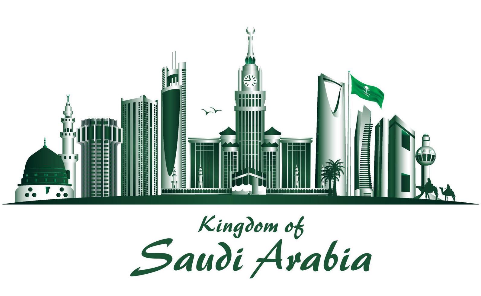 Kingdom of Saudi Arabia Famous Buildings Vector Background. Editable Vector Illustration