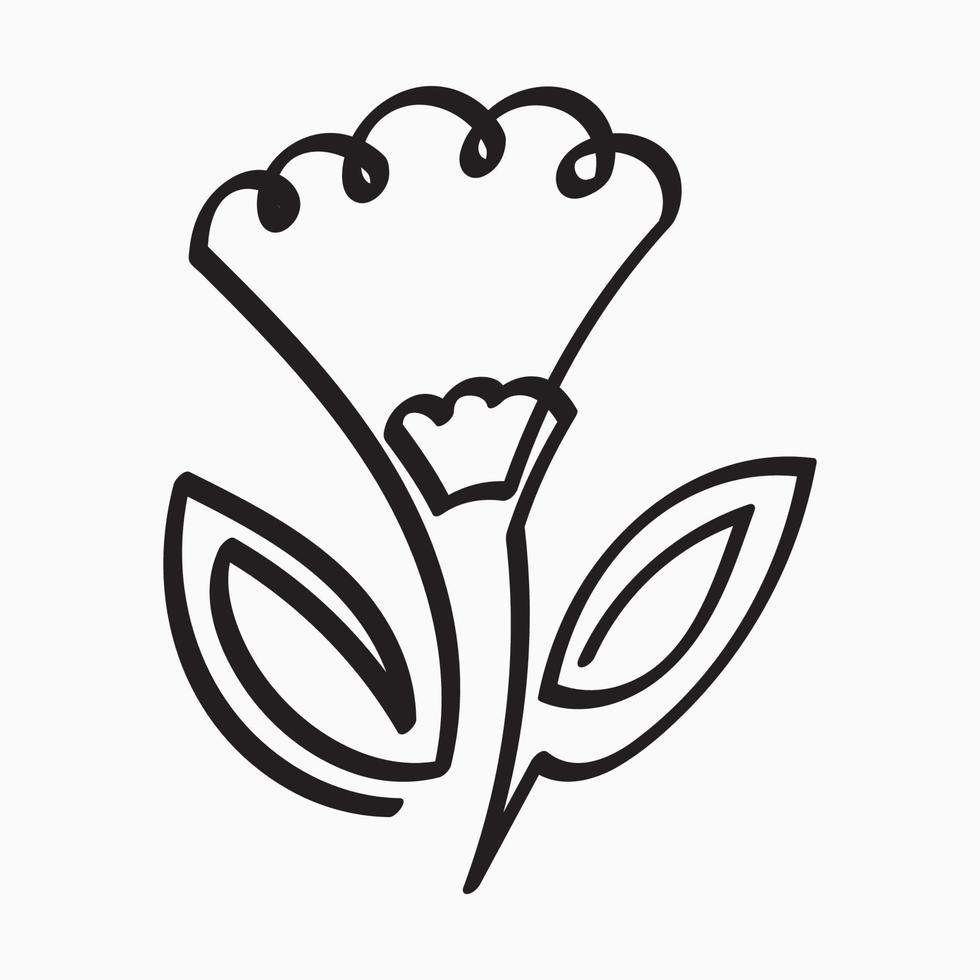 Elegant One Line Flower logo Illustration vector