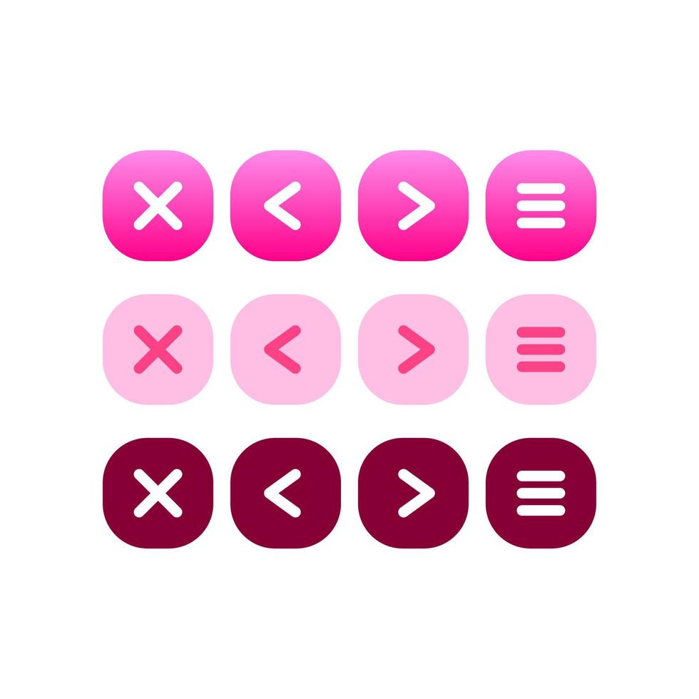 UI Pink Gradient Button Icon Kits vector