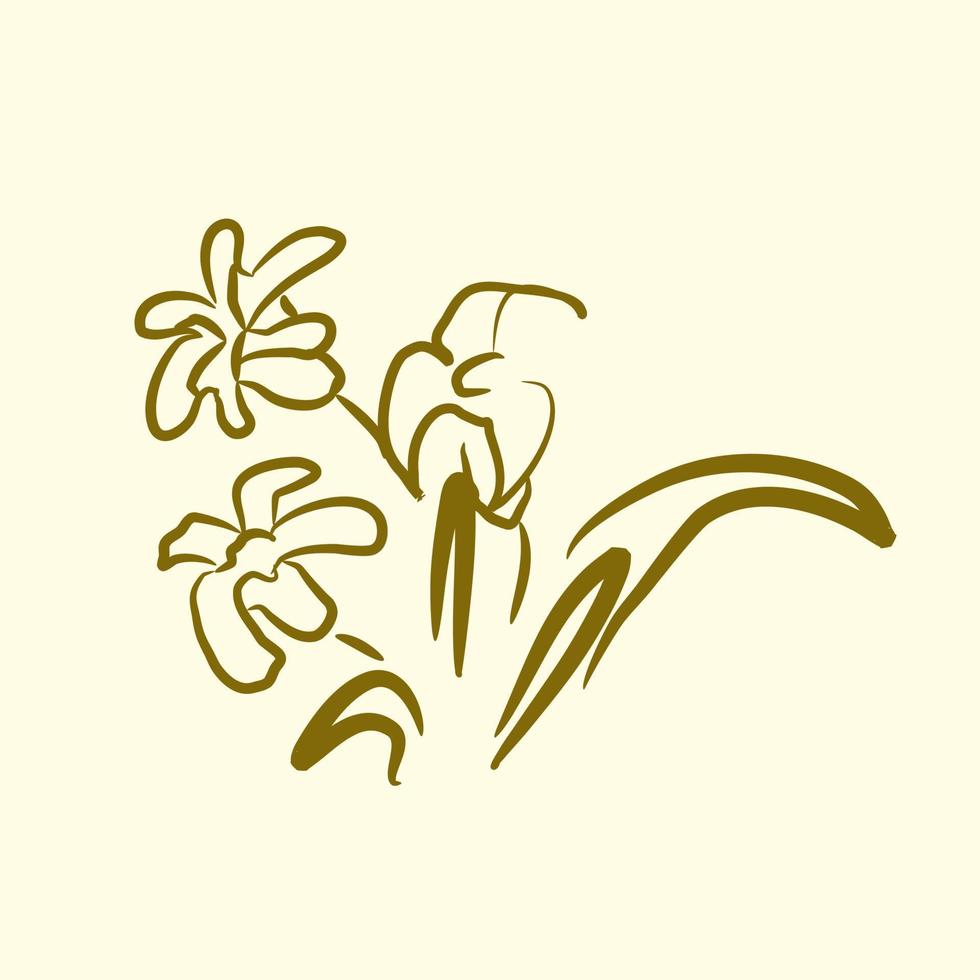 Simple Flower Line Art vector