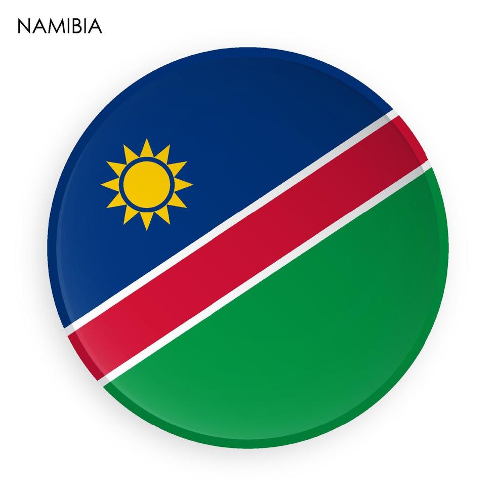 NAMIBIA flag icon in modern neomorphism style. Button for mobile application or web. Vector on white background