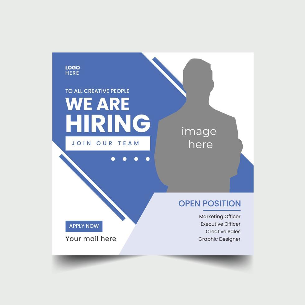 We Are Hiring Social Media Post Design Template vector