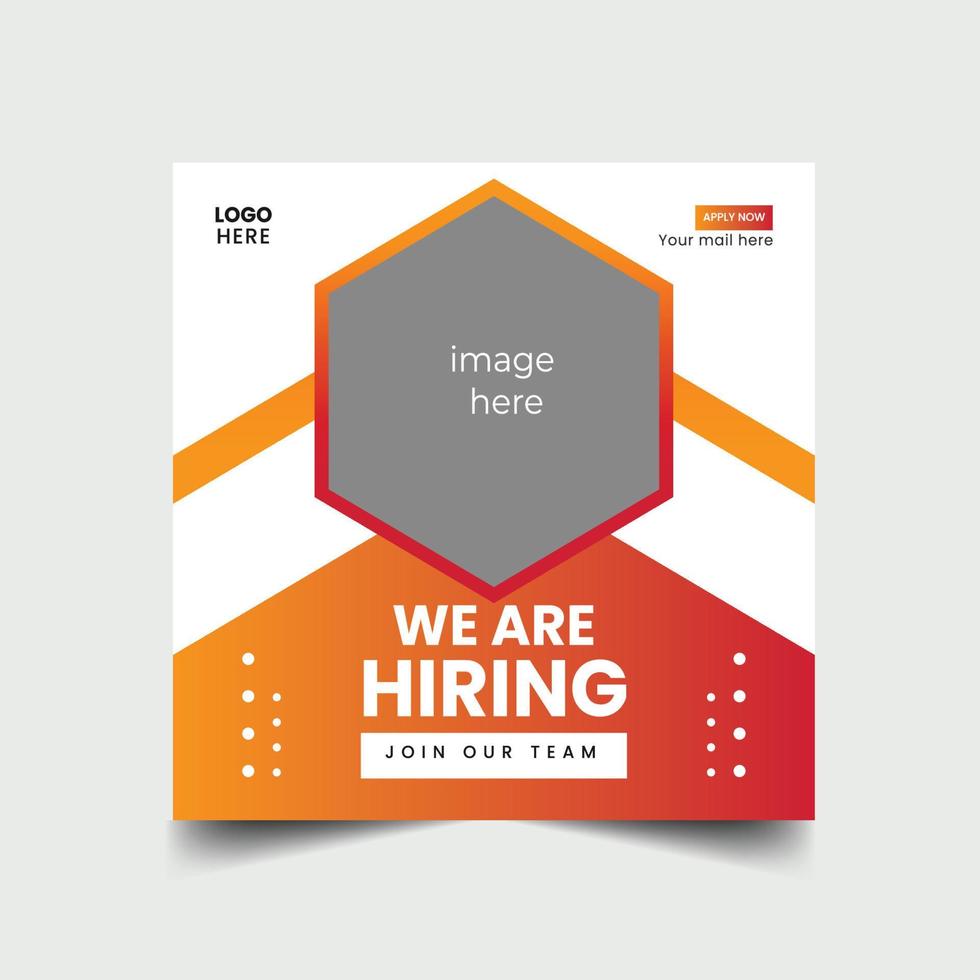 We Are Hiring Social Media Post Design Template vector